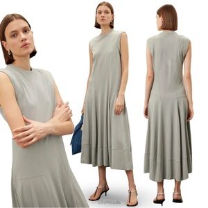 Tibi $345 Tshirt Sleeveless Dress Grey Cotton US Size Medium